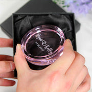 engraved pink ring dish with black gift box