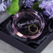 engraved pink ring dish for wedding rings