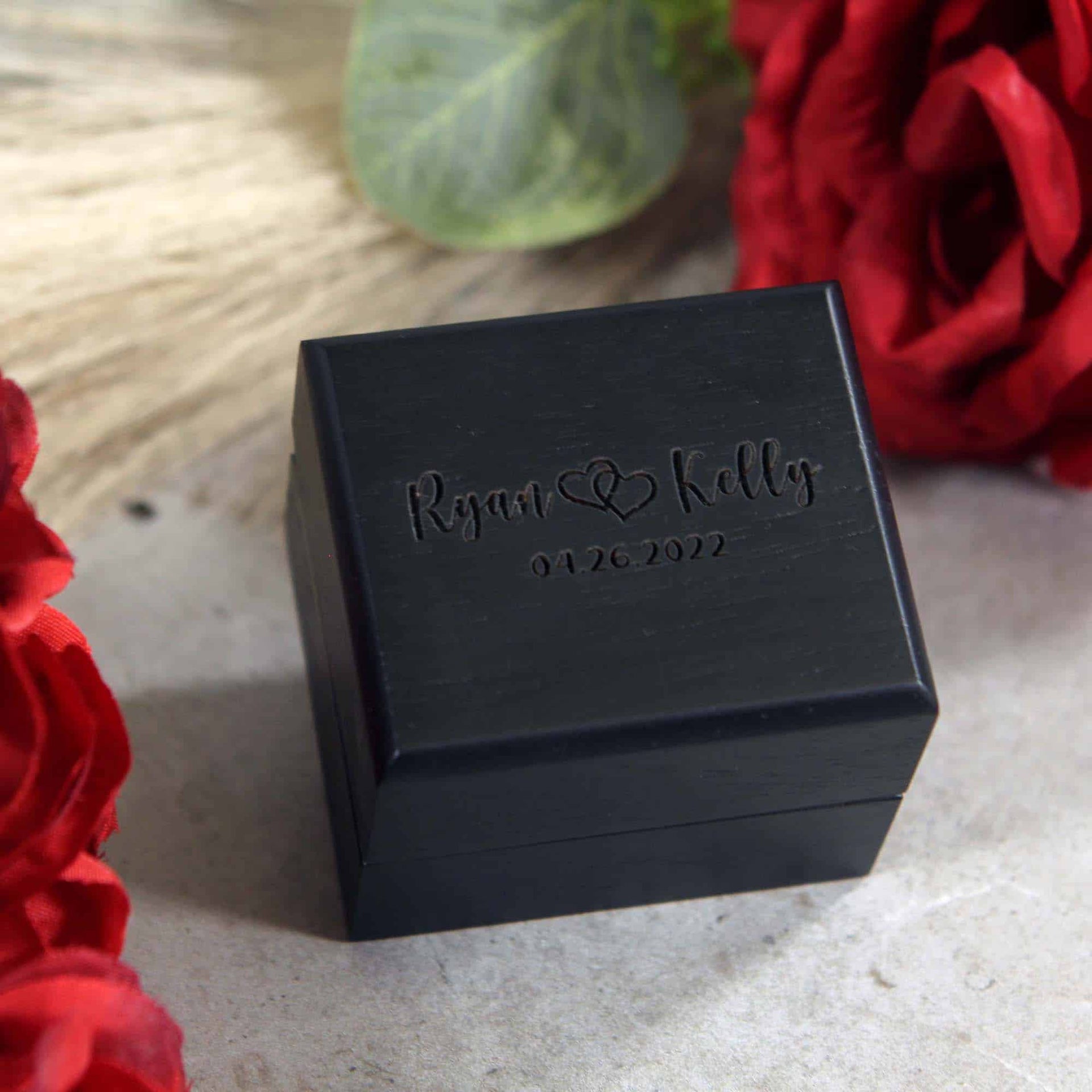 custom engraved wood engagement ring box