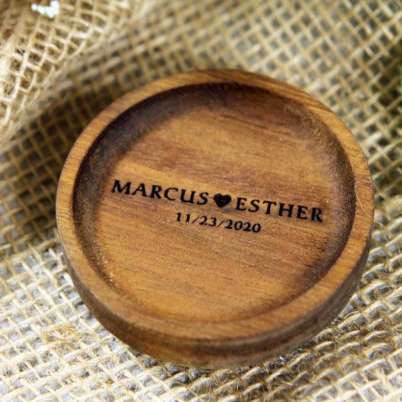 Wood Ring Dish - Personalized Name & Date Design