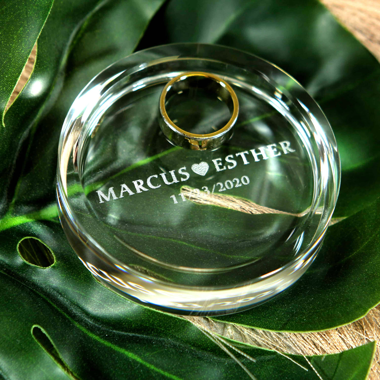 engraved crystal ring dish for rings
