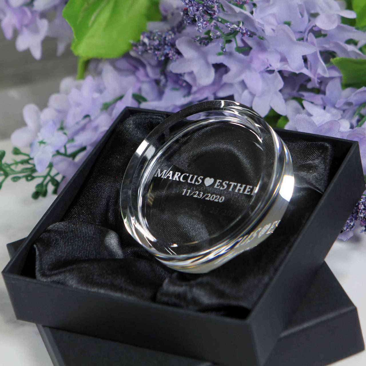 crystal ring dish engraved 