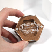 custom laser engraved wood ring box for wedding