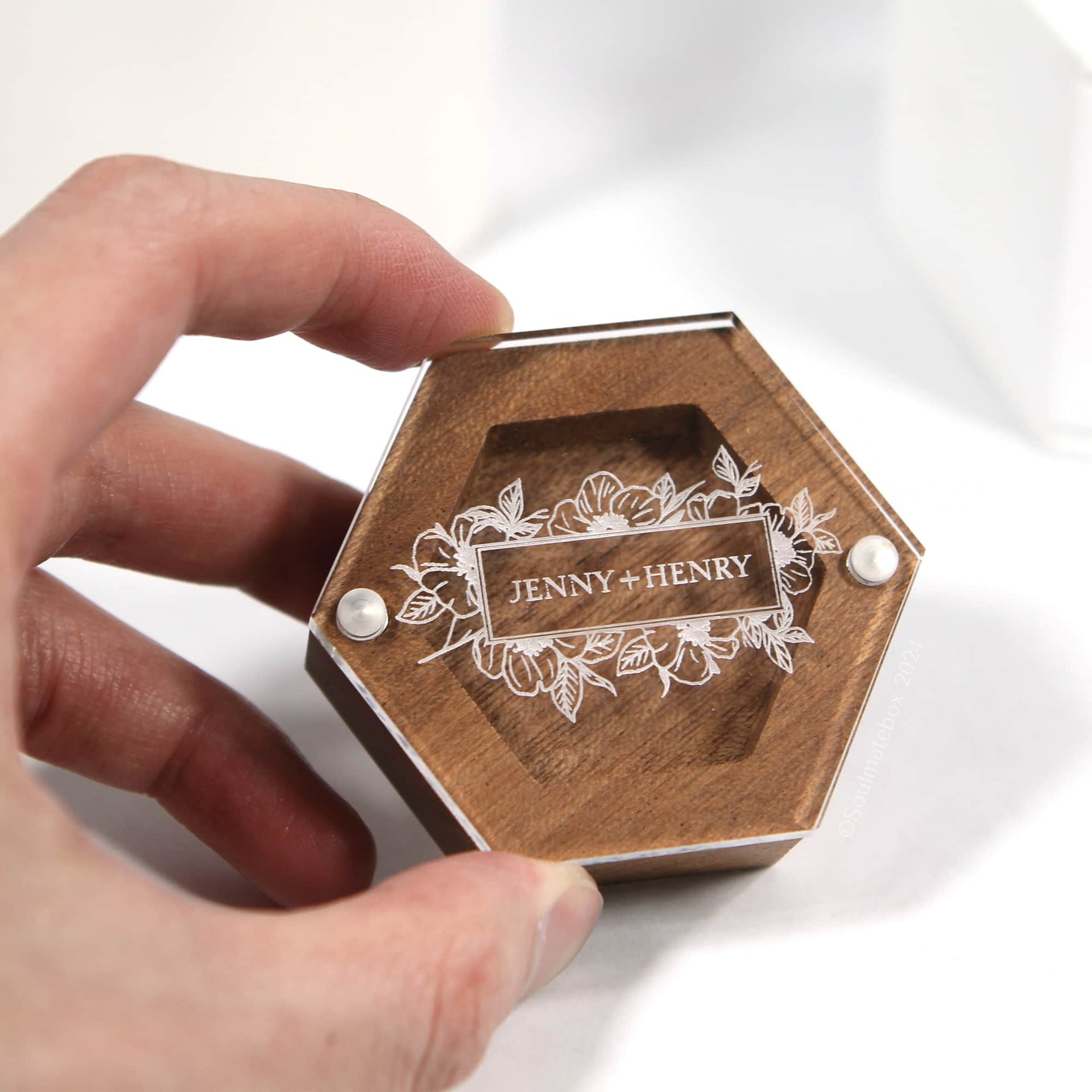custom laser engraved wood ring box for wedding