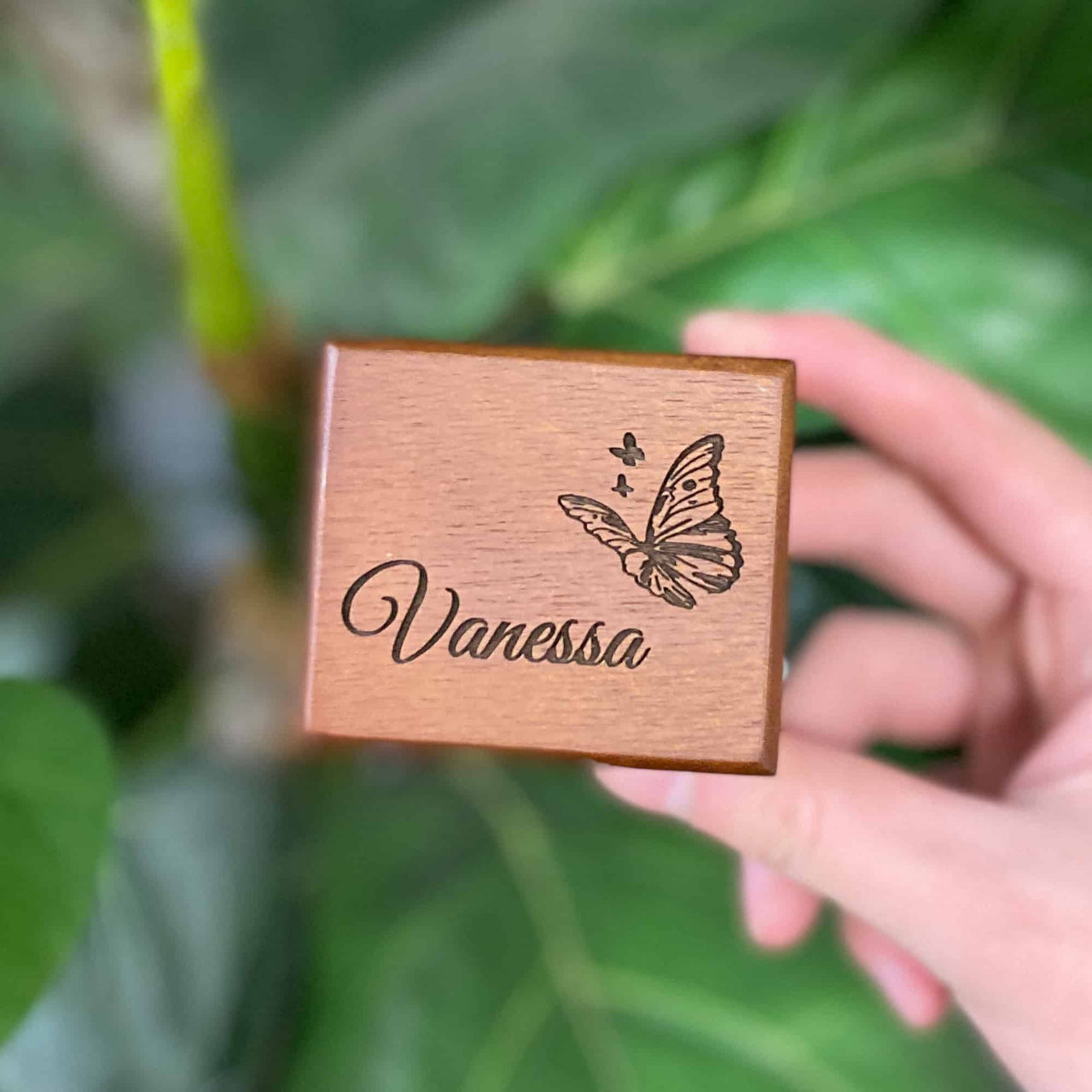 Custom engraved wood ring box