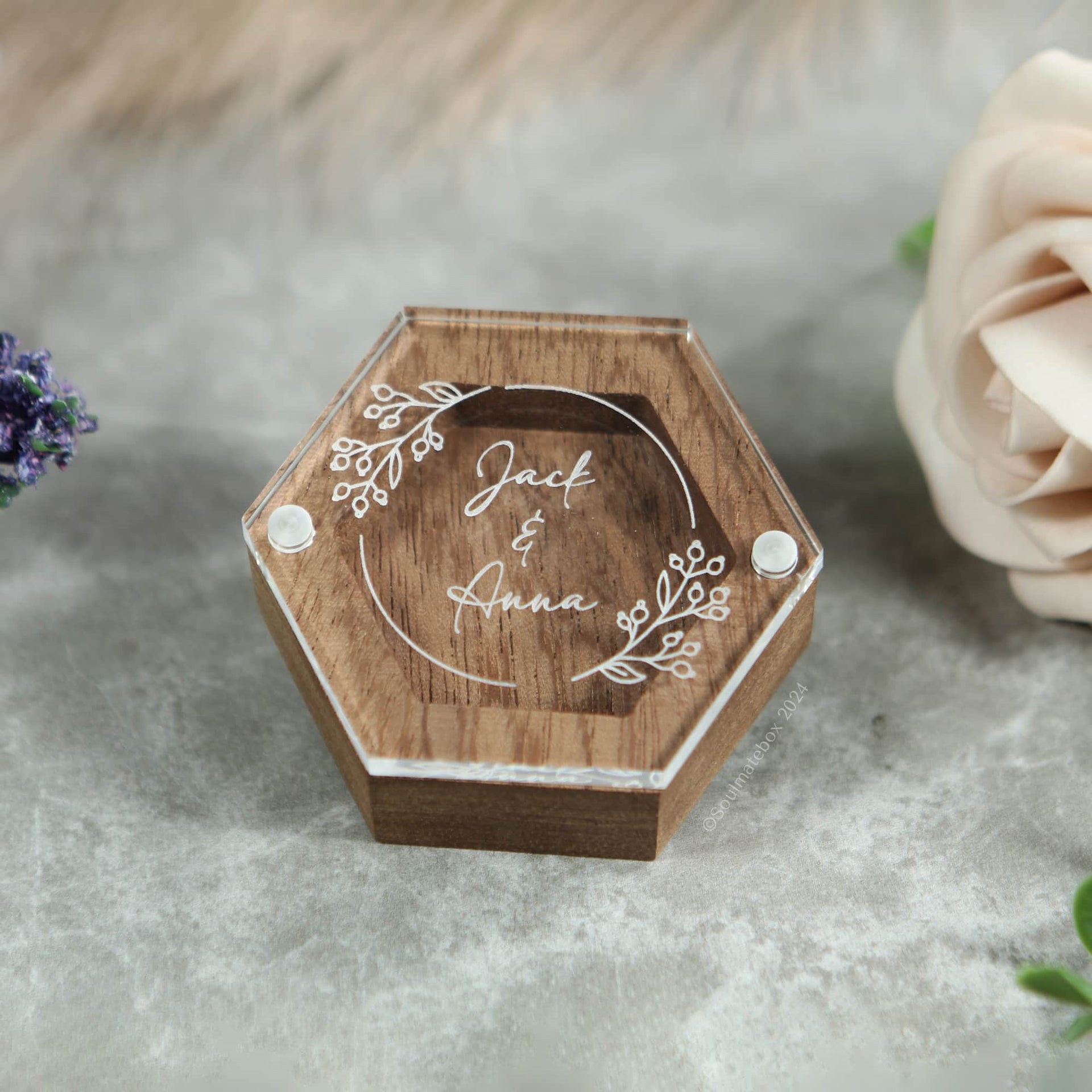 custom engraved personalized design wood proposal ring box