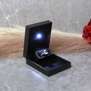 slim discreet grey proposal ring box with light