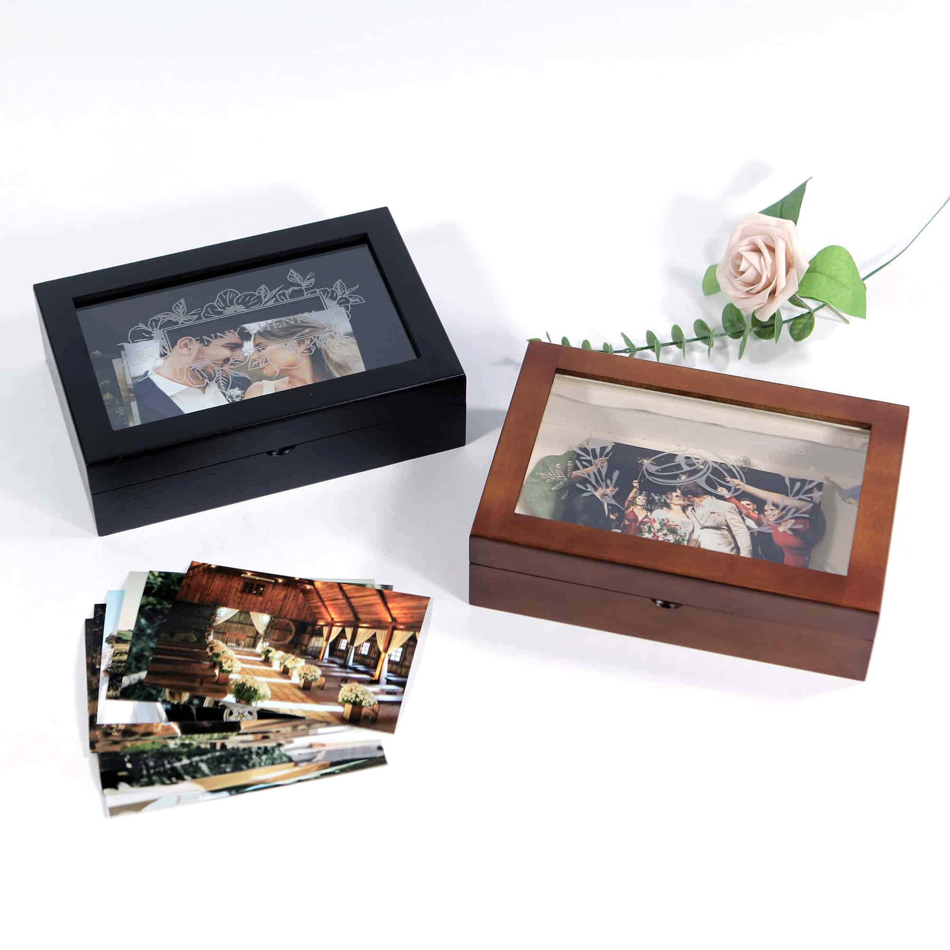 glass cover wedding keepsake storage box to hold memories