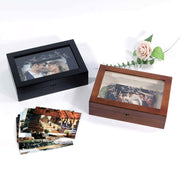personalized glass cover hinged keepsake storage box for wedding memories and momentos
