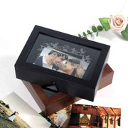 glass top cover keepsake storage box for photos and wedding momentos