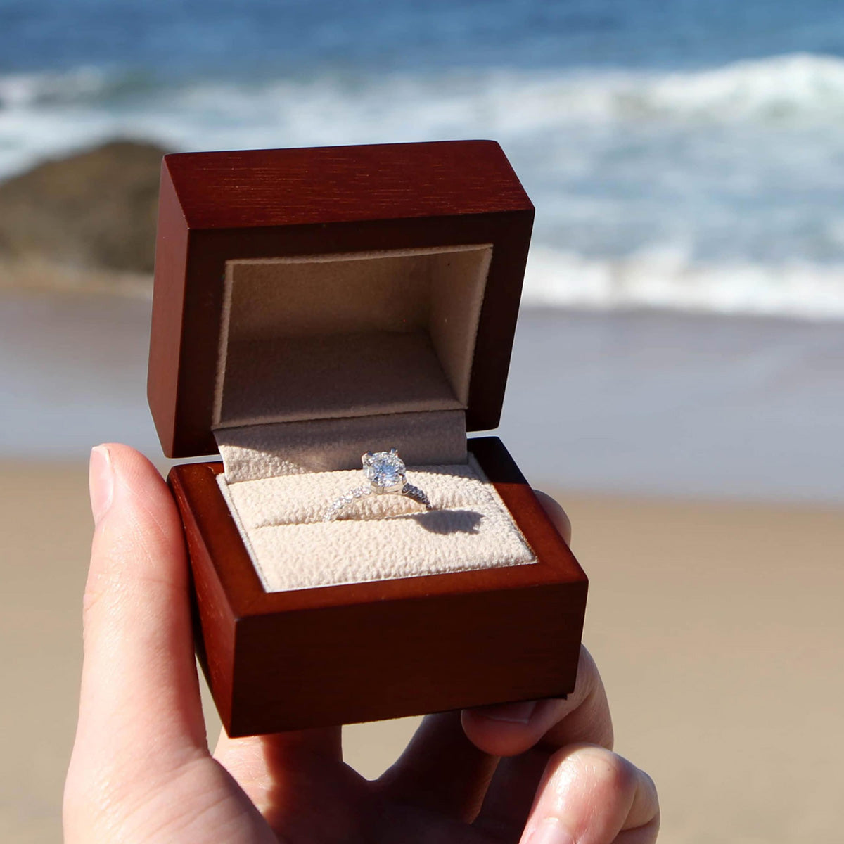 proposal ring box wood custom engraved