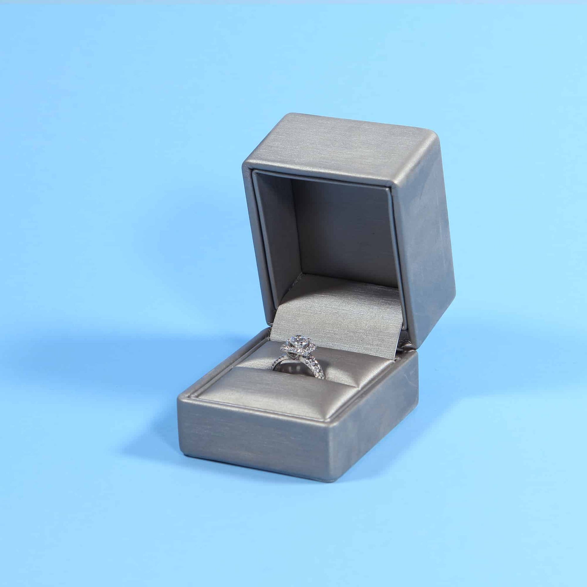 modern ring box tan colored