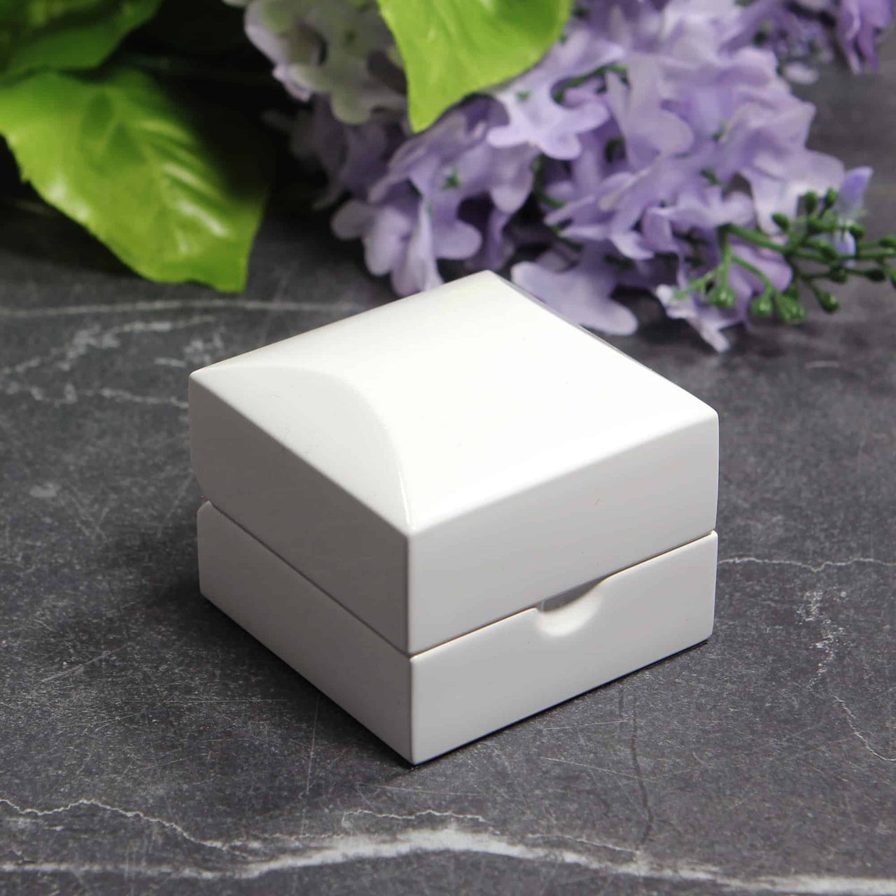 Luxury gloss white ring box for engagements, ,proposals, weddings and more. Velvet interior ensures the protection of your gems! The perfect modern ring box for your special day
