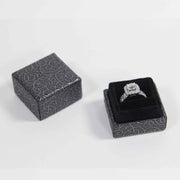 Black colored ring box with intricate designs. Perfect for your proposals, weddings, engagements. 
