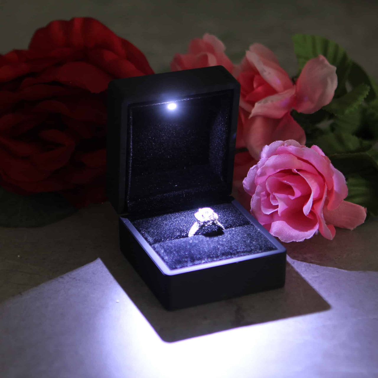 Matte Black Ring Box with LED lighting