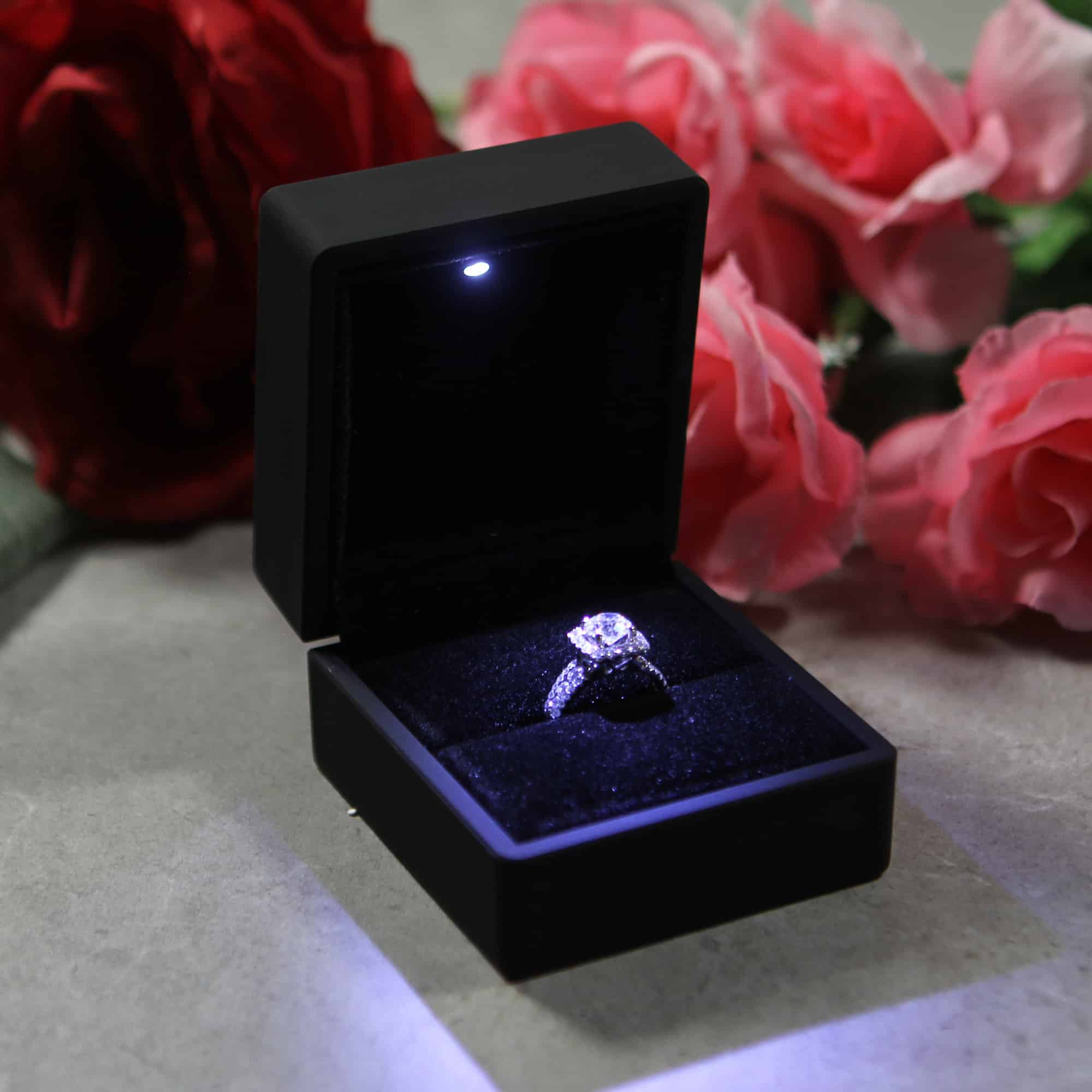 Matte Black Ring Box with LED lighting - Main Image