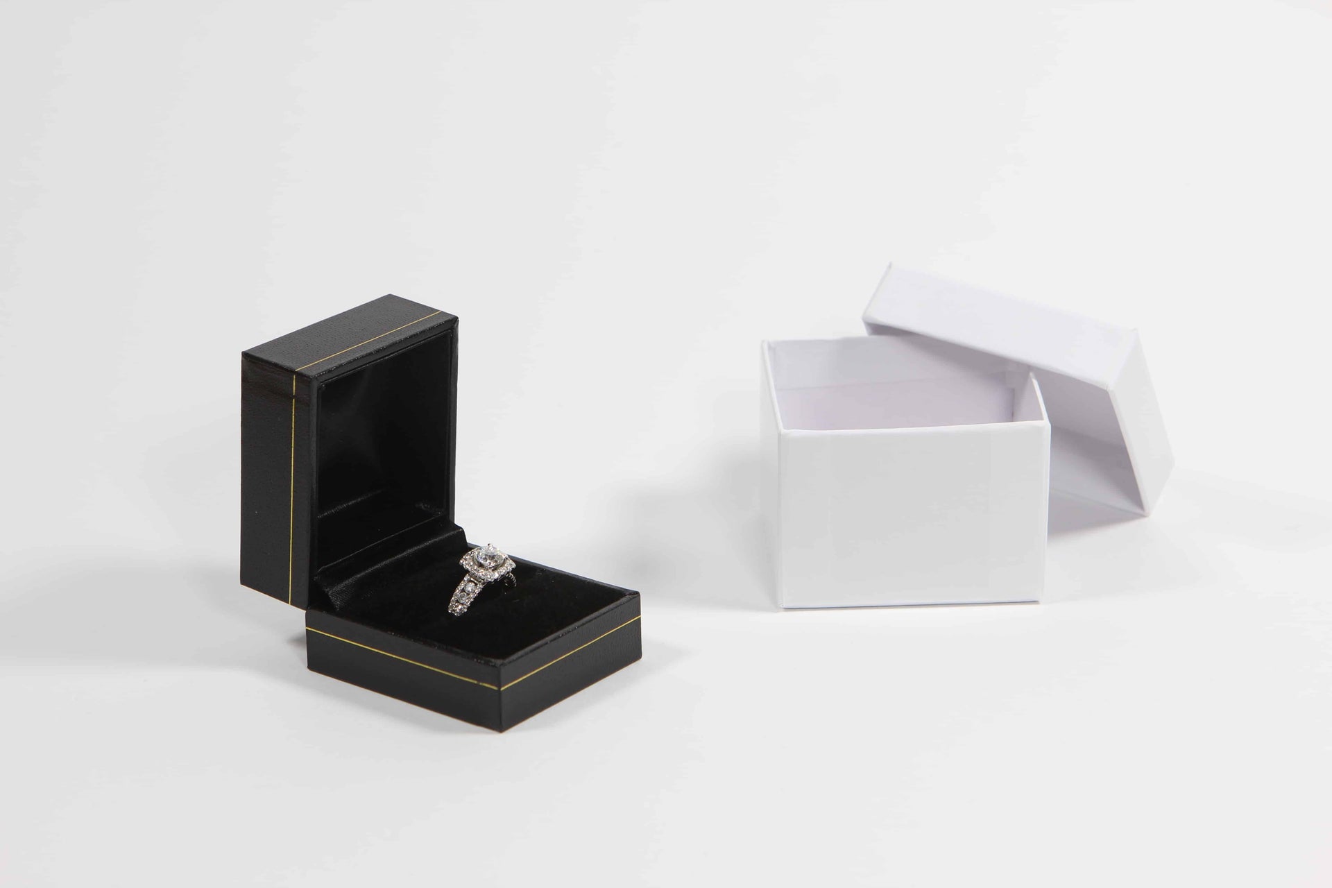 Black cartier style proposal, engagement ring box