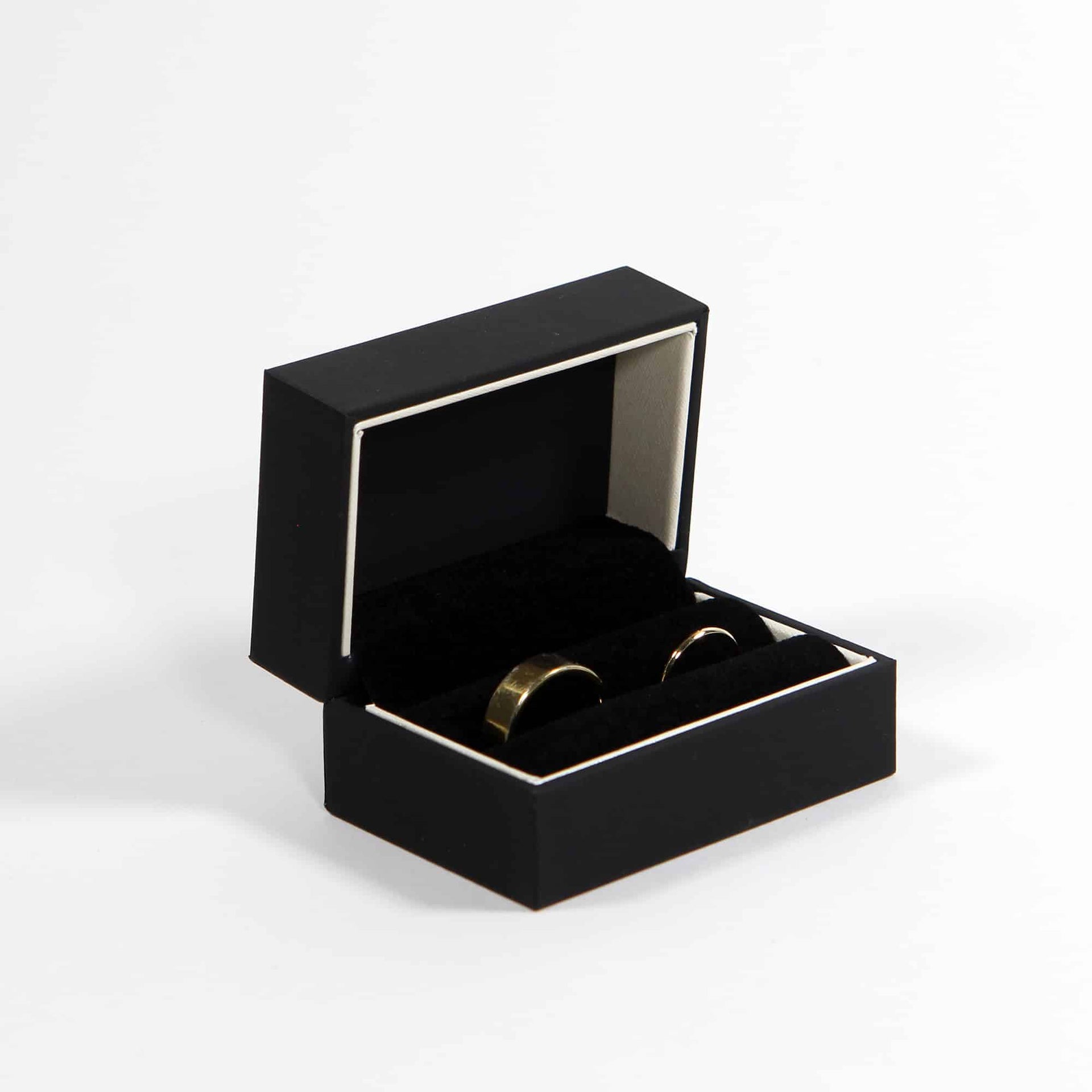 black and white wedding ring box for wedding ceremonies and events, holds 2 rings