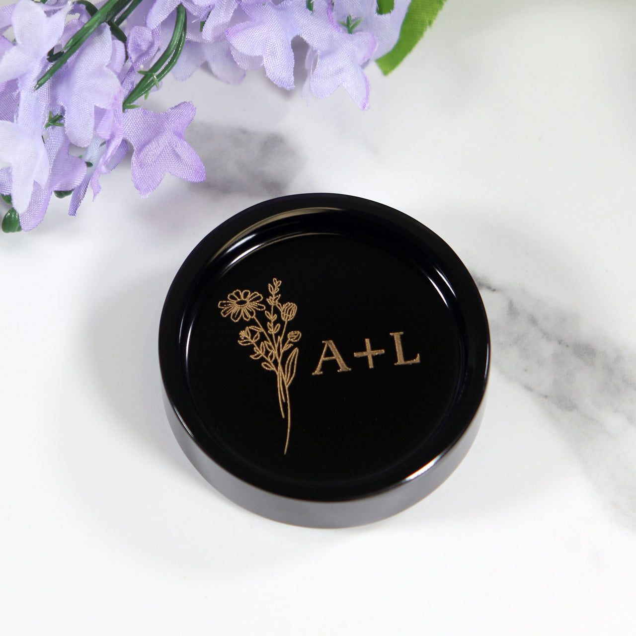 custom engraved black ring dish