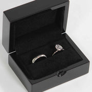 premium black ring box with two rings