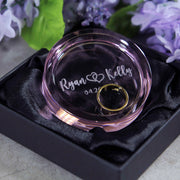 engraved pink ring dish for wedding rings 