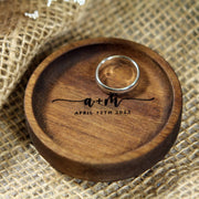 Personalized Custom Initials Wood Ring Dish