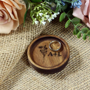 personalized engraved wood ring dish 