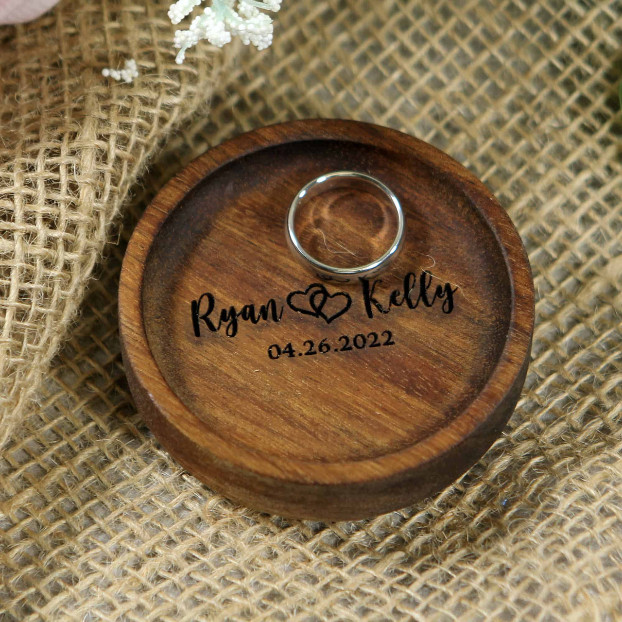 engraved ring dish with name and date