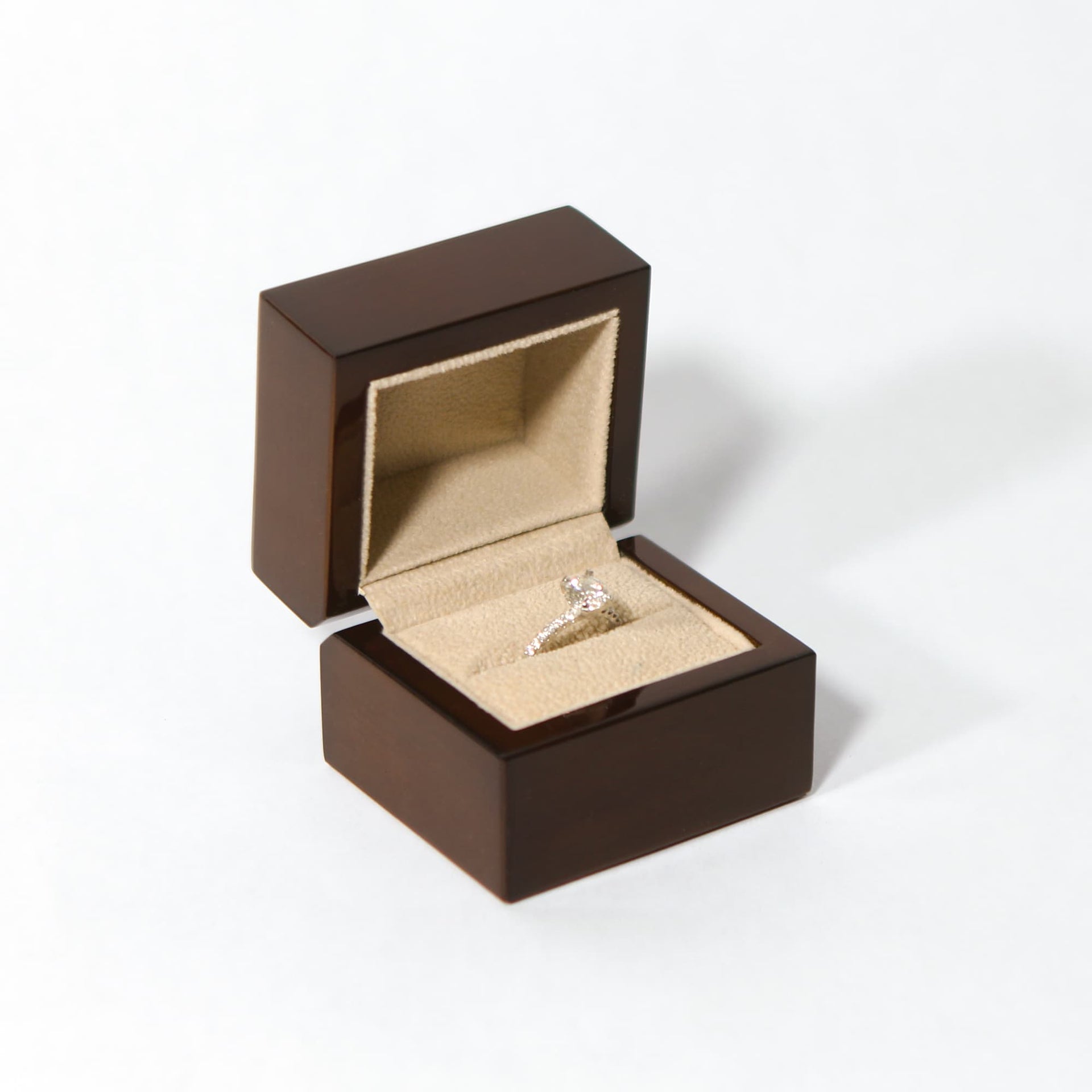 wood proposal ring box for proposals and engagement rings