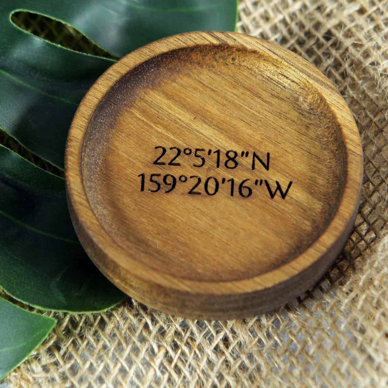wooden ring dish with personalization