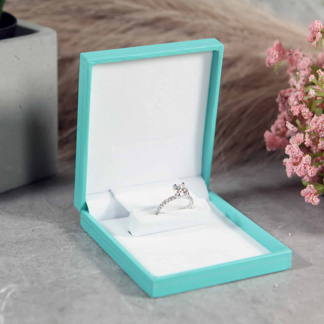light blue slim ring box for proposal