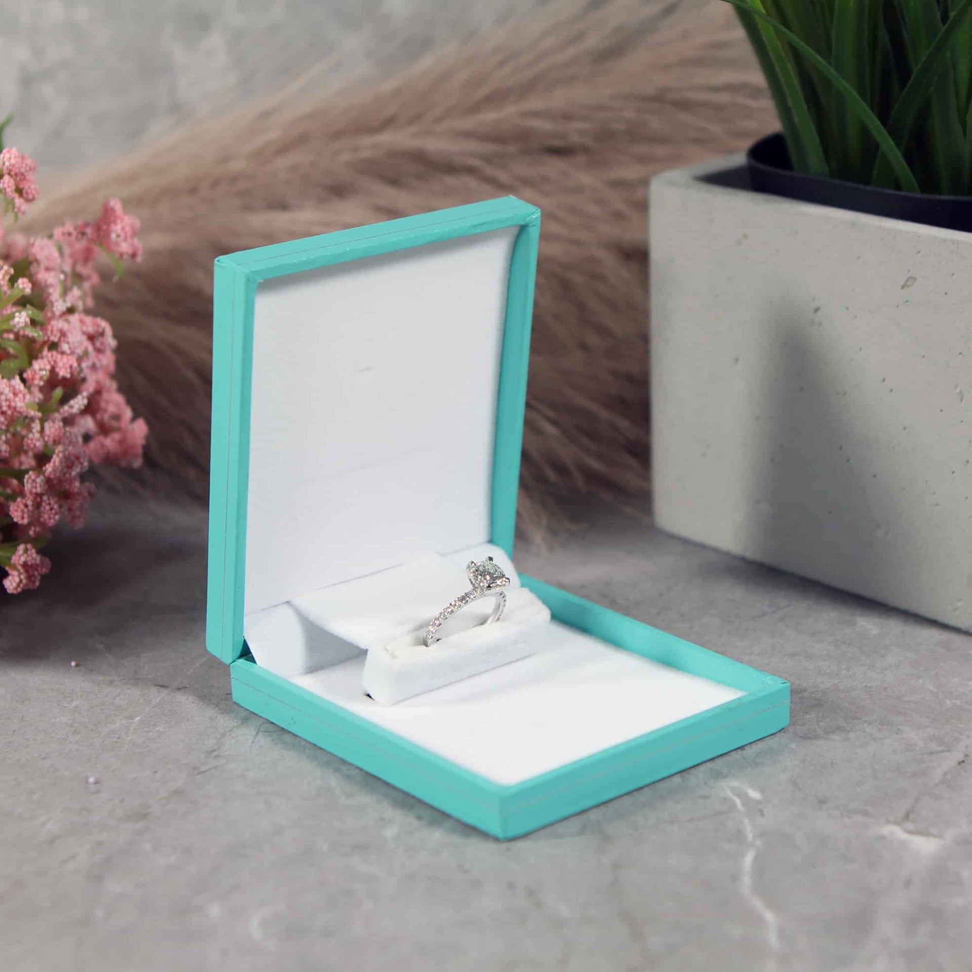 slim pocket sized light blue ring box for proposals