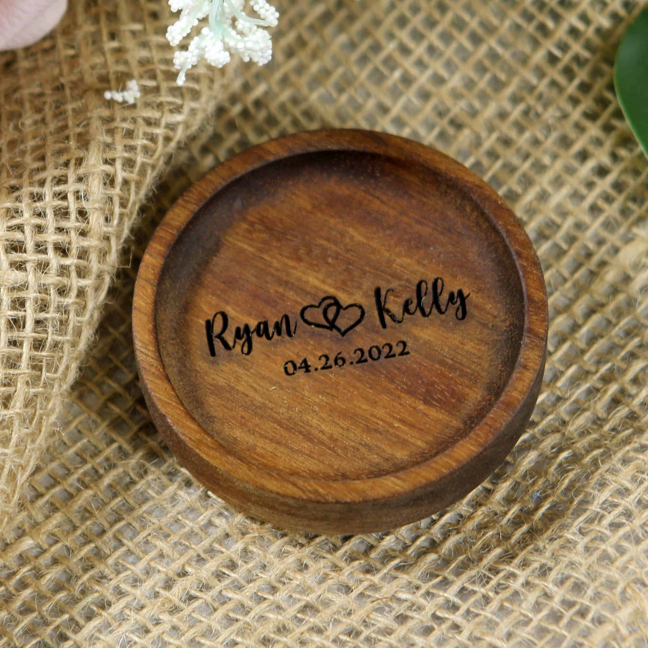 custom engraved wood ring dish