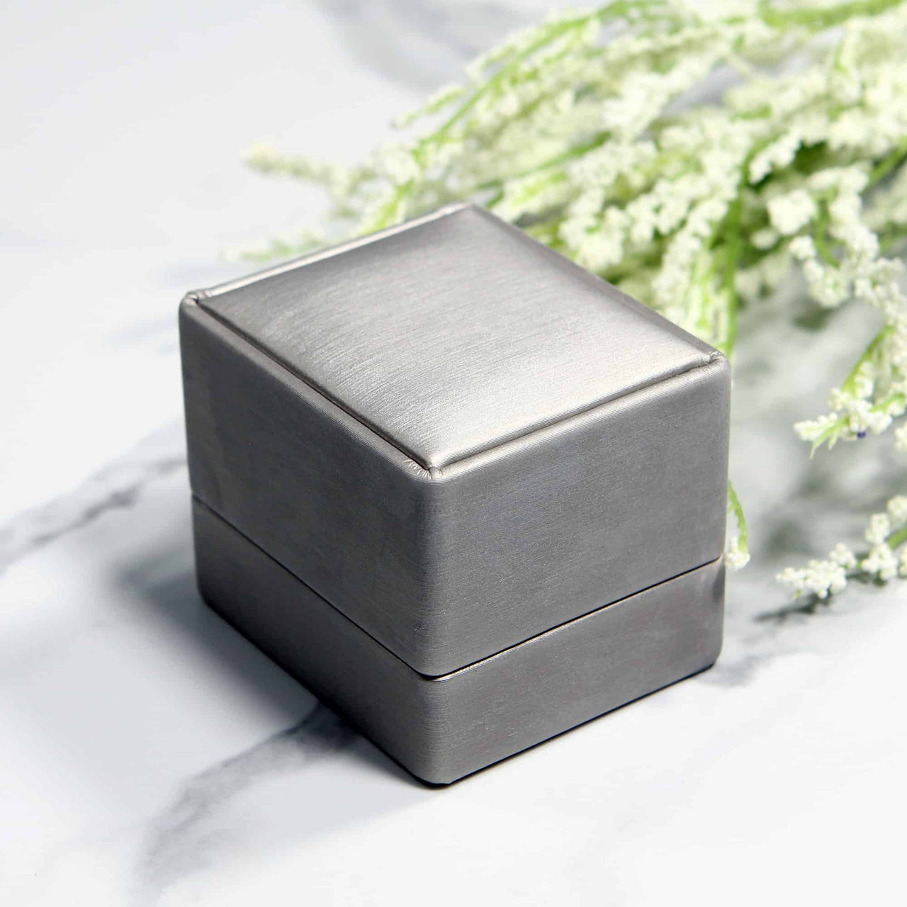 luxury champagne ring box with a modern look 