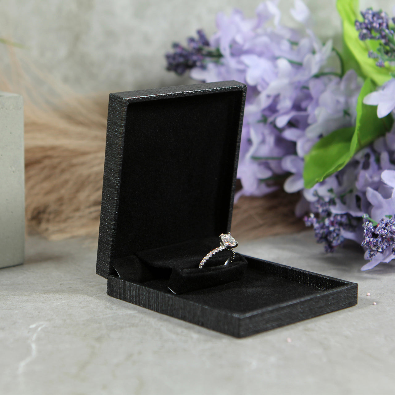Slim Pocket Sized Grey Ring Box