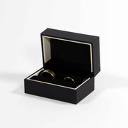 double wedding ring box in black with white contrast