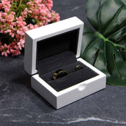 Luxury gloss white ring box for engagements, ,proposals, weddings and more. Velvet interior ensures the protection of your gems! The perfect modern ring box for your special day. This modern ring box can hold up to two rings. wedding bands box, ring box for wedding ceremony, double ring box