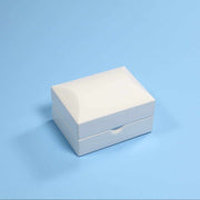 Luxury gloss white ring box for engagements, ,proposals, weddings and more. Velvet interior ensures the protection of your gems! The perfect modern ring box for your special day. This modern ring box can hold up to two rings.