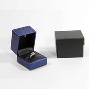 Led lit blue leather ring box , luxury led ring box