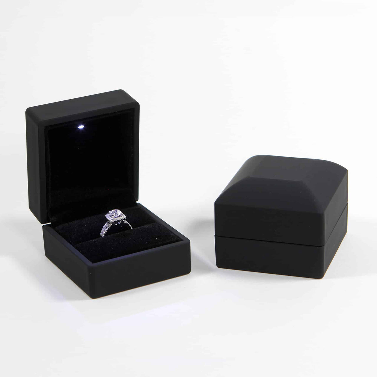 Matte Black Ring Box with LED lighting