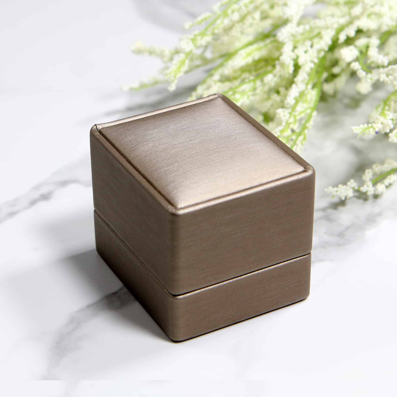 luxury bronze leather ring box