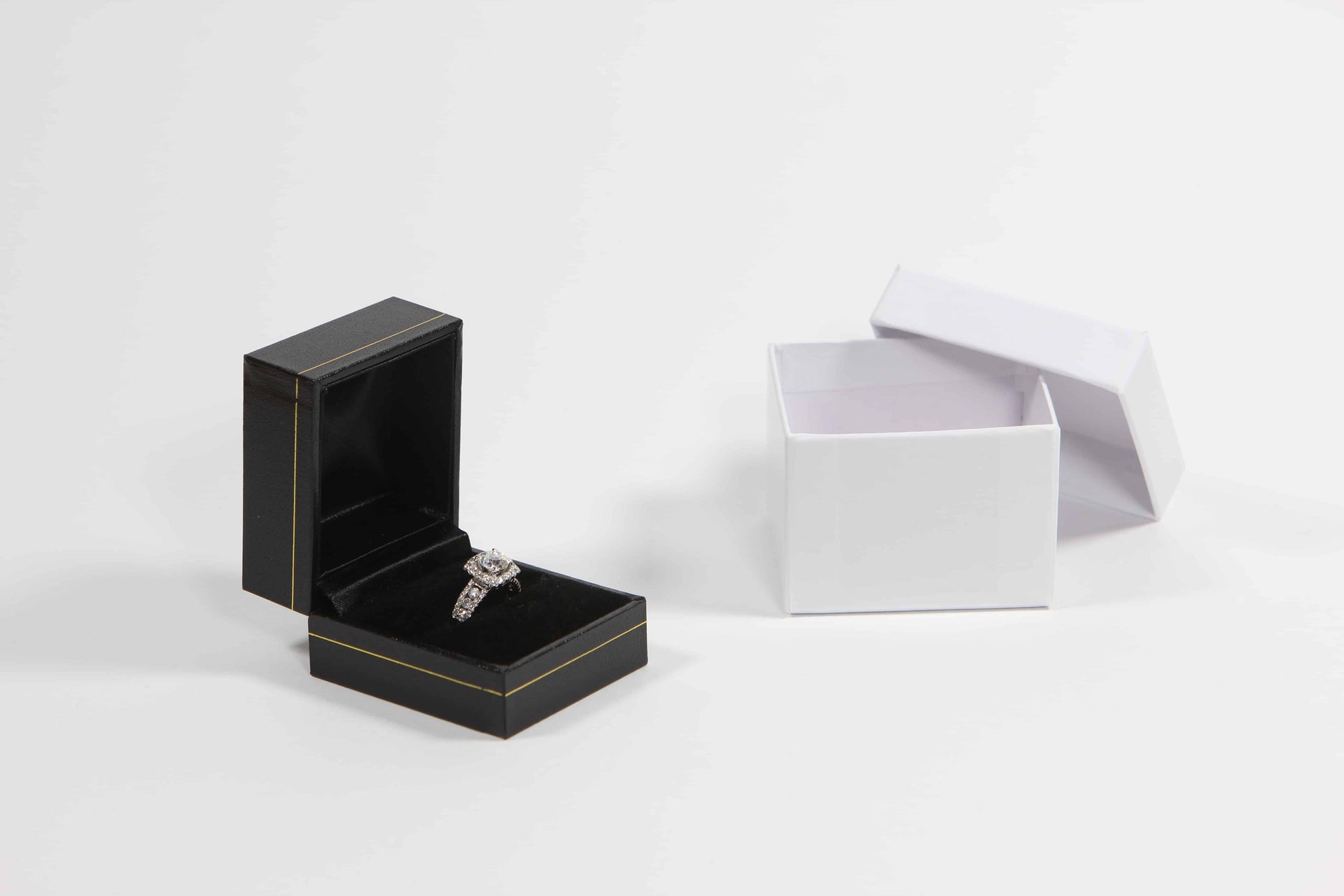 Black cartier style proposal, engagement ring box 