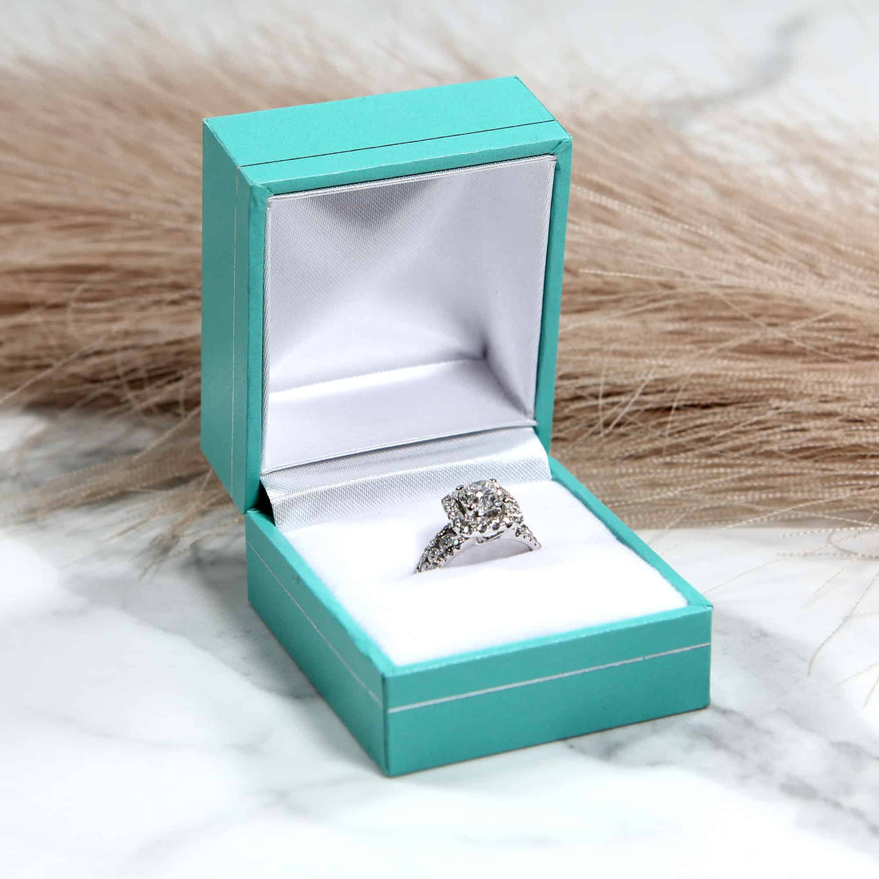 Light Blue Teal Classic Ring Box Single