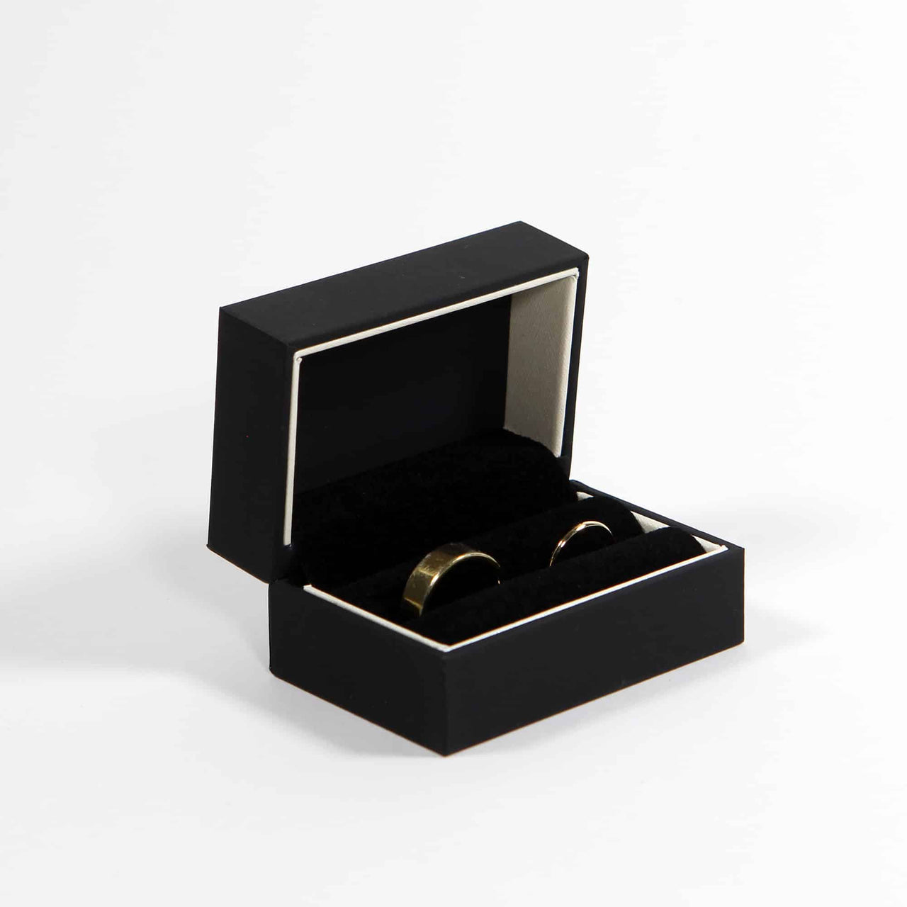 black and white wedding ring box for wedding ceremonies and events, holds 2 rings 